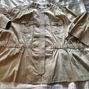 SAFARI JACKET, SILKY, COLOUR: STONE, SIZE 28W, HIDDEN BUTTON FRONT, FRONT POCKET